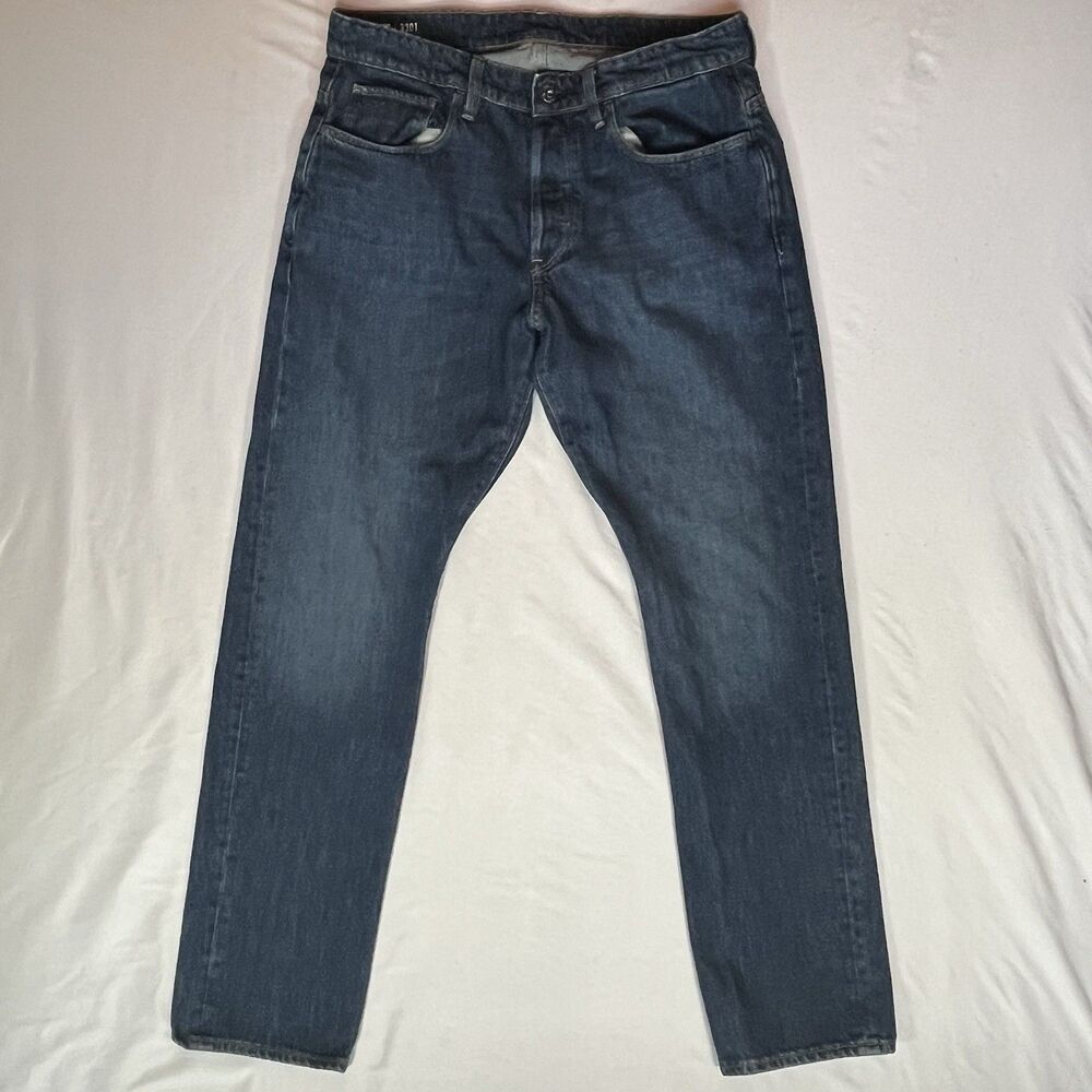 G-Star Raw 3301 Straight Tapered Button-Fly Jeans Mens 32x30 Cotton Dark Wash